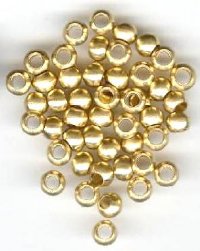 50 4x6mm Brushed Brass Round Metal Beads (3mm hole)